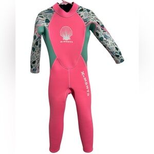 Girls X-Manta Neoprene Wetsuit Pink Floral Long Sleeve Size M Swim